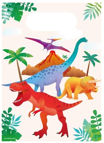 Cadeau tasjes Dino papier 23x16cm 6 stuks 6 Stuk