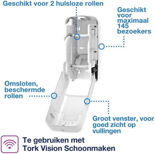 Toiletpapierdispenser Tork T7 verticaal duo wit 1 Stuk-3