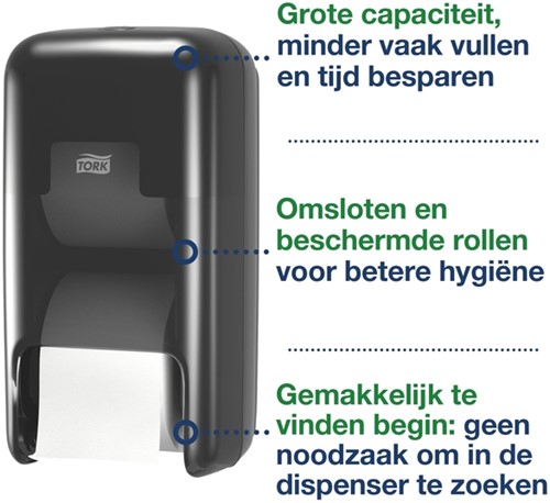 Toiletpapierdispenser Tork T7 verticaal duo zwart 1 Stuk-2