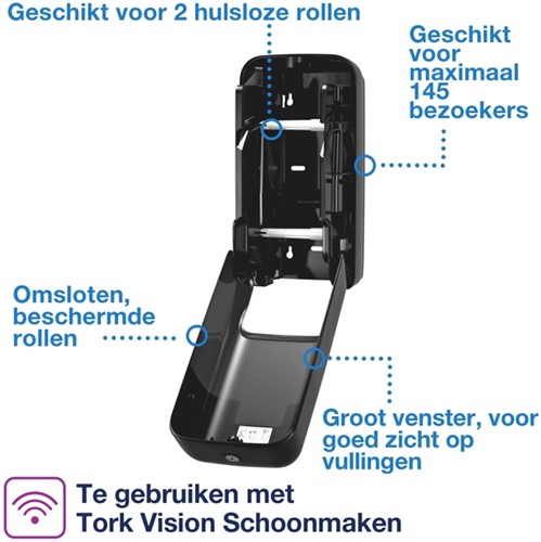 Toiletpapierdispenser Tork T7 verticaal duo zwart 1 Stuk-3