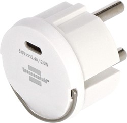 Stopcontactadapter Brennenstuhl USB C 2.4A wit 1 Stuk