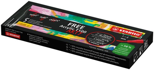 Acrylmarker STABILO Free Acrylic T100 wit 1 Stuk-3