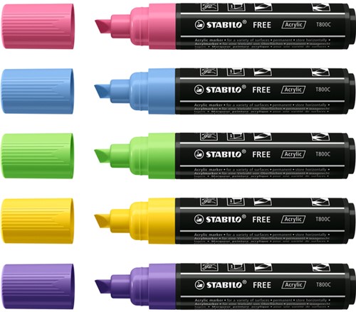 Acrylmarker STABILO Free Acrylic T800C Sea ass 5 Stuk-2