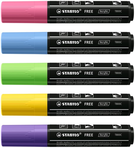 Acrylmarker STABILO Free Acrylic T800C Sea ass 5 Stuk-3