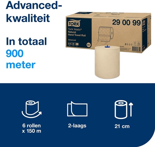 Handdoekrol Tork H1 Advanced 2laags 150m naturel 6 Rol-2