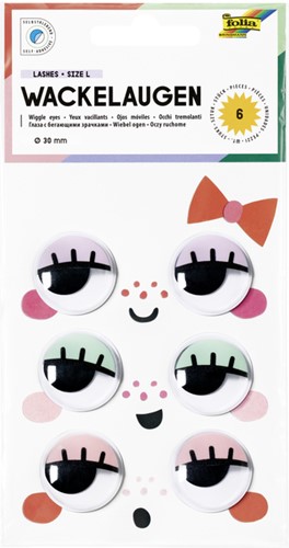 Wiebelogen Folia met wimpers 30mm set 6 stuks 6 Stuk