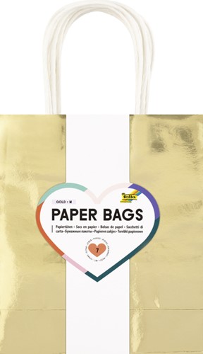 Cadeautas Folia goud kraft 18x21x8cm 7 stuks 7 Stuk