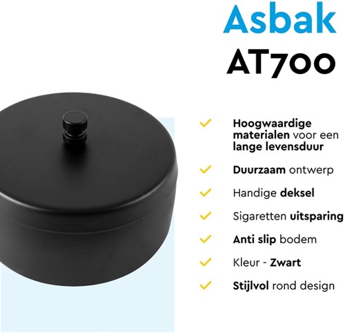 Asbak BRASQ tafelmodel 1 liter met deksel zwart 1 Stuk-5