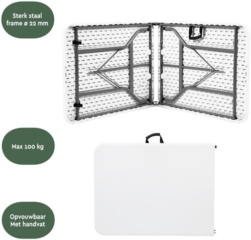 Vouwtafel BRASQ 180x70x74cm FT180 wit 1 Stuk-1