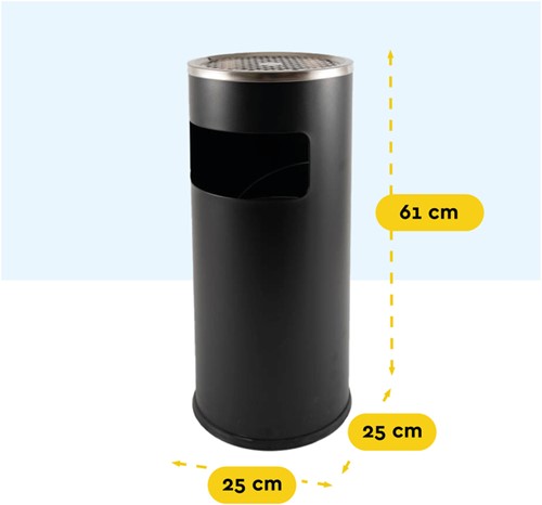 Afvalbak met asbak BRASQ 11 liter AT500 zwart 1 Stuk-2