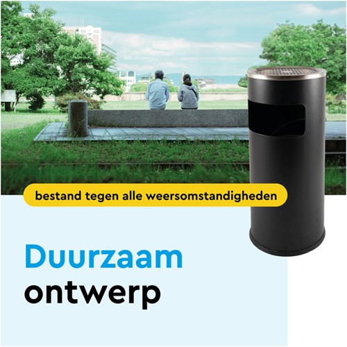 Afvalbak met asbak BRASQ 11 liter AT500 zwart 1 Stuk-3