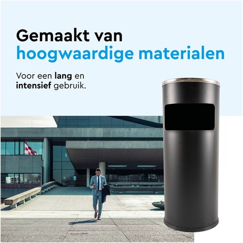 Afvalbak met asbak BRASQ 11 liter AT500 zwart 1 Stuk-1