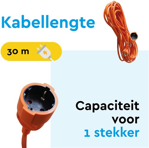 Verlengkabel BRASQ 30m oranje 1 Stuk-2