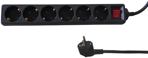 Stekkerdoos BRASQ 6 voudig 5 meter zwart 1 Stuk