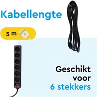 Stekkerdoos BRASQ 6 voudig 5 meter zwart 1 Stuk-3
