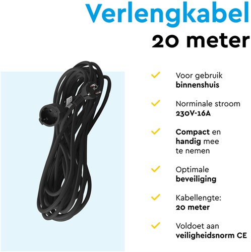 Verlengkabel BRASQ 20m zwart 1 Stuk-1