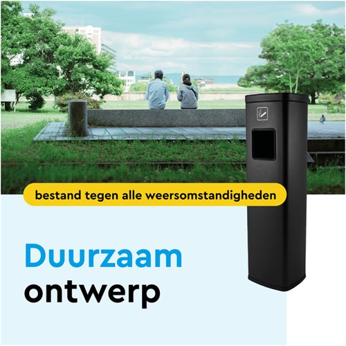 Afvalbak met asbak BRASQ 20 liter AT400 zwart 1 Stuk-2