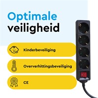 Stekkerdoos BRASQ 4 voudig 5 meter zwart 1 Stuk-3