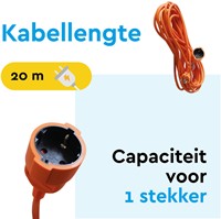Verlengkabel BRASQ 20m oranje 1 Stuk-2