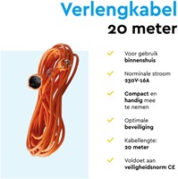 Verlengkabel BRASQ 20m oranje 1 Stuk-1