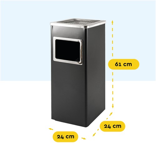 Afvalbak met asbak BRASQ 16 liter AT600 zwart 1 Stuk-2