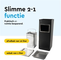 Afvalbak met asbak BRASQ 16 liter AT600 zwart 1 Stuk-2