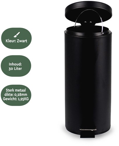 Pedaalemmer BRASQ 30 liter zwart 1 Stuk-3