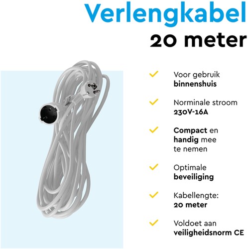 Verlengkabel BRASQ 20m wit-1
