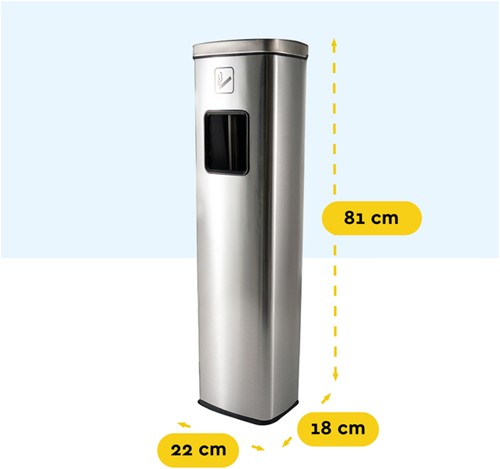 Afvalbak met asbak BRASQ 20 liter AT400 rvs 1 Stuk-2
