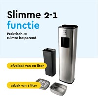 Afvalbak met asbak BRASQ 20 liter AT400 rvs 1 Stuk-2