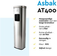 Afvalbak met asbak BRASQ 20 liter AT400 rvs 1 Stuk-3