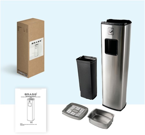 Afvalbak met asbak BRASQ 20 liter AT400 rvs 1 Stuk-4