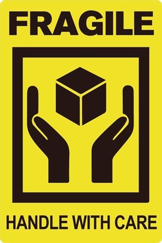 Waarschuwingsetiket fragile/handle with care 200st 1 Rol