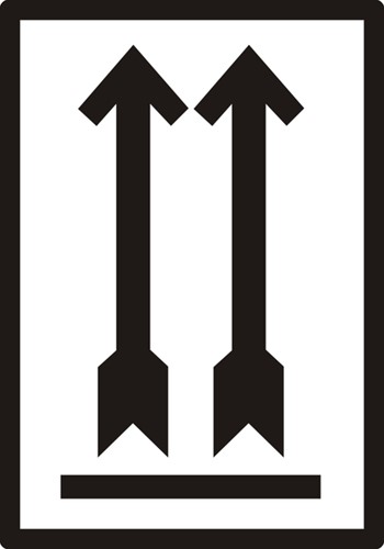 Waarschuwingsetiket zwarte pijl omhoog 500 stuks 1 Rol