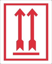 Waarschuwingsetiket pijl omhoog rd 500 stuks 1 Rol