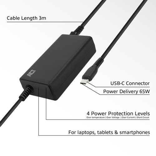 USB-C laptoplader met Power Delivery profielen 65W 1 Stuk-3