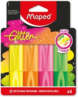 Markeerstift Maped Glitter 4 fluoriserende kleuren 4 Stuk