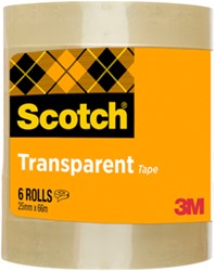 Plakband Scotch 508 25mmx66m transparant 6 rollen 6 Stuk
