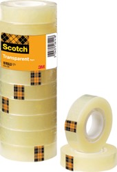 Plakband Scotch 508 15mmx33m transparant 10 rollen 10 Stuk