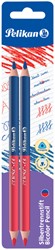 Potlood Pelikan 3mm rood/blauw 2 stuks