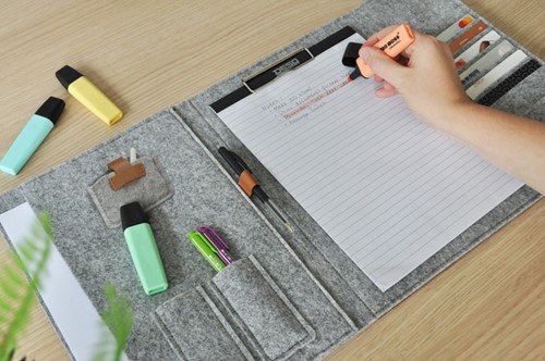 Schrijfmap DESQ A4 vilt met papierclip grijs 1 Stuk-3