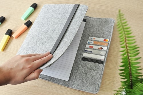 Schrijfmap DESQ A4 vilt met papierclip grijs 1 Stuk-4