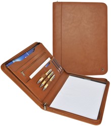 Schrijfmap DESQ A4 met rits bruin 1 Stuk