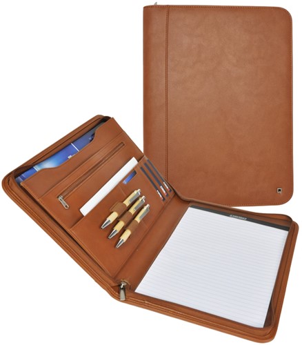 Schrijfmap DESQ A4 met rits bruin 1 Stuk