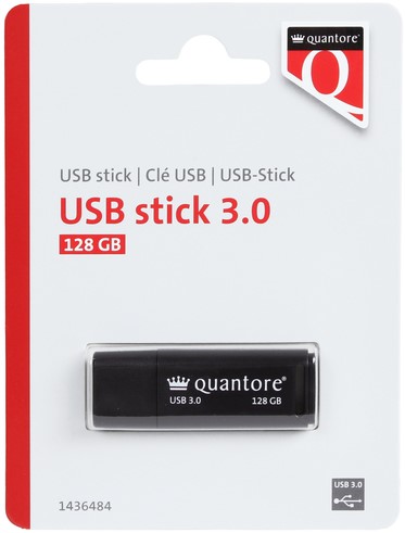 USB-stick Quantore 128GB 3.0 zwart 1 Stuk