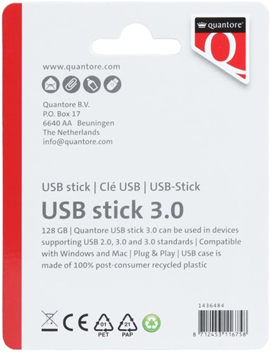 USB stick 3.0 Quantore USB-A 128GB zwart 1 Stuk-2