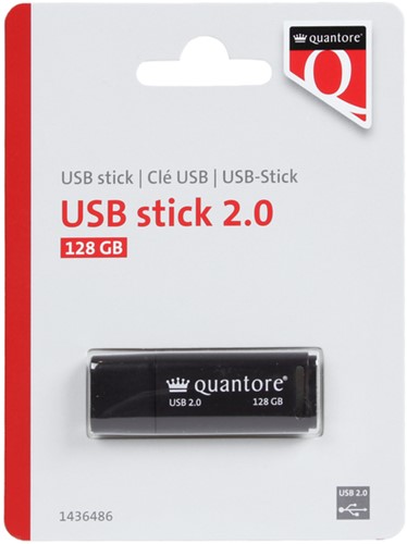 USB stick 2.0 Quantore USB-A 128GB zwart 1 Stuk