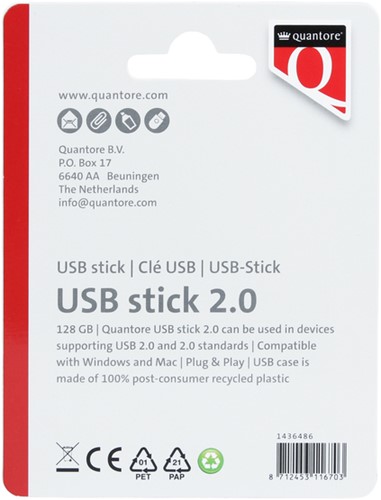 USB stick 2.0 Quantore USB-A 128GB zwart 1 Stuk-2