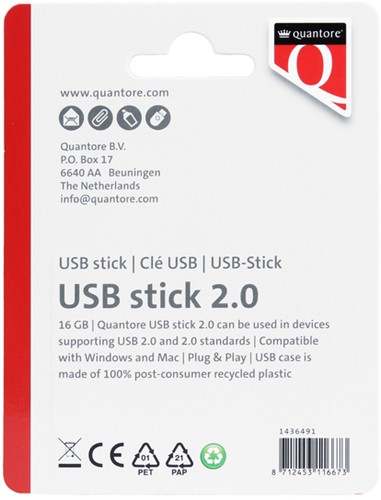 USB stick 2.0 Quantore USB-A 16GB zwart 1 Stuk-2