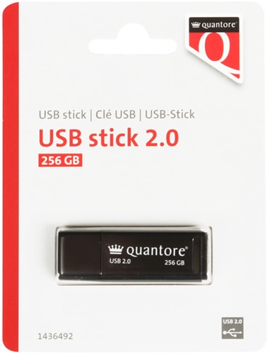 USB-stick Quantore 256GB 2.0 zwart 1 Stuk